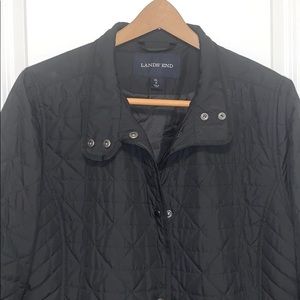 Lands End black quilted snap closure jacket XL BLK